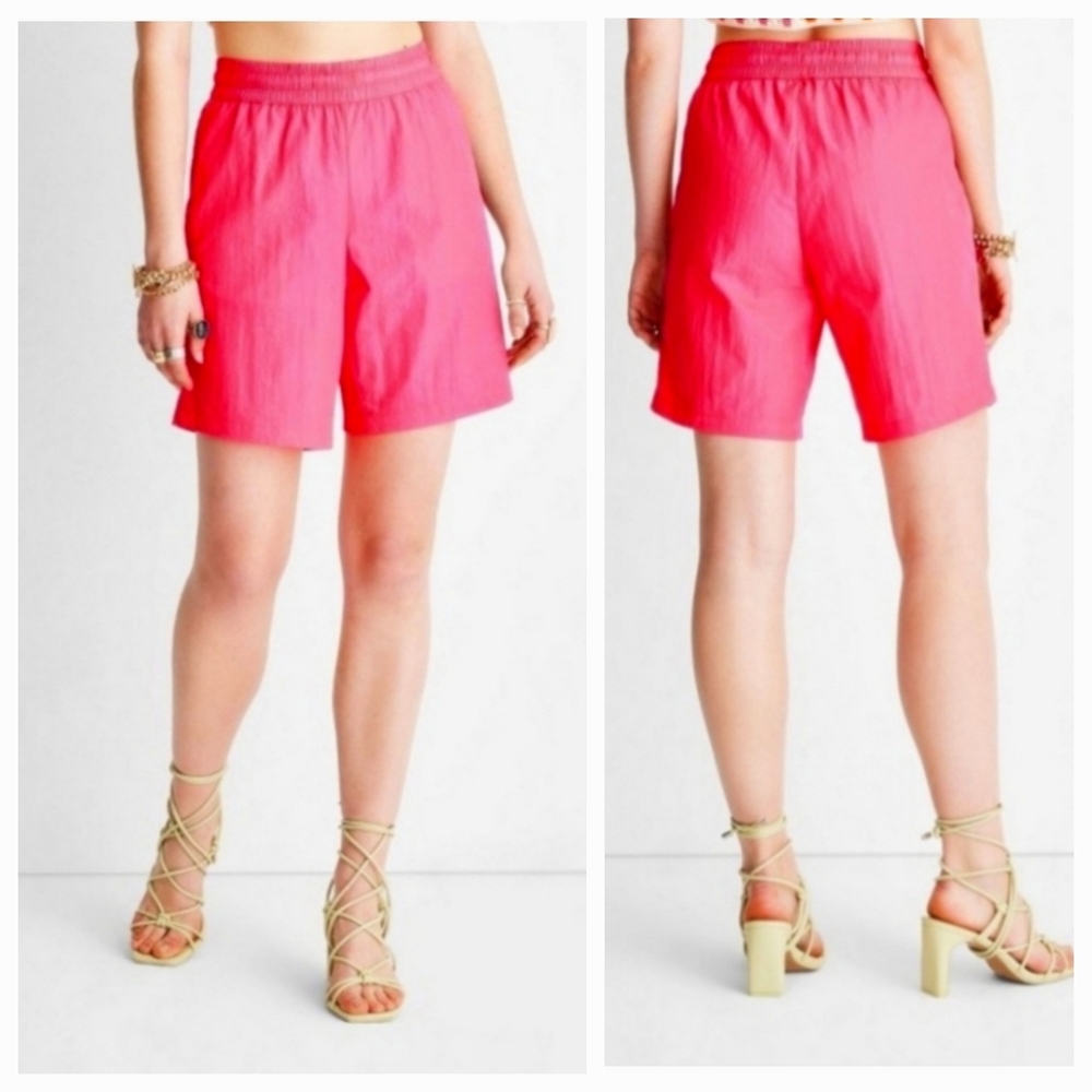 *High-Rise Nylon Shorts - Future Collective with Alani Noelle Berry Pink M